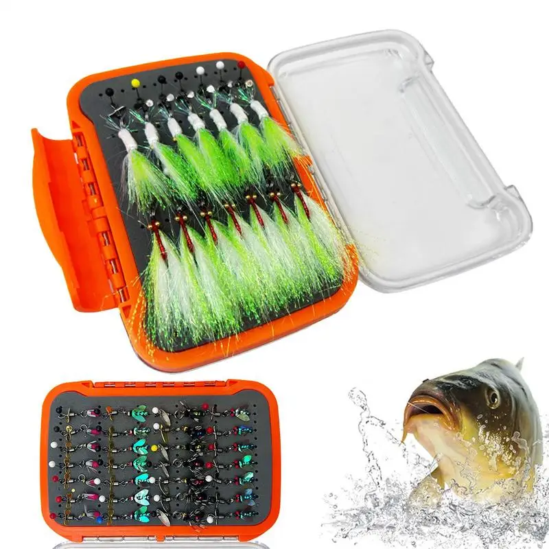 

Jig Fishing Lures Simulated Fishing Fly Hook Set Bait Kits With Double Deck Fly Box For All Kinds Of Outdoor Environments
