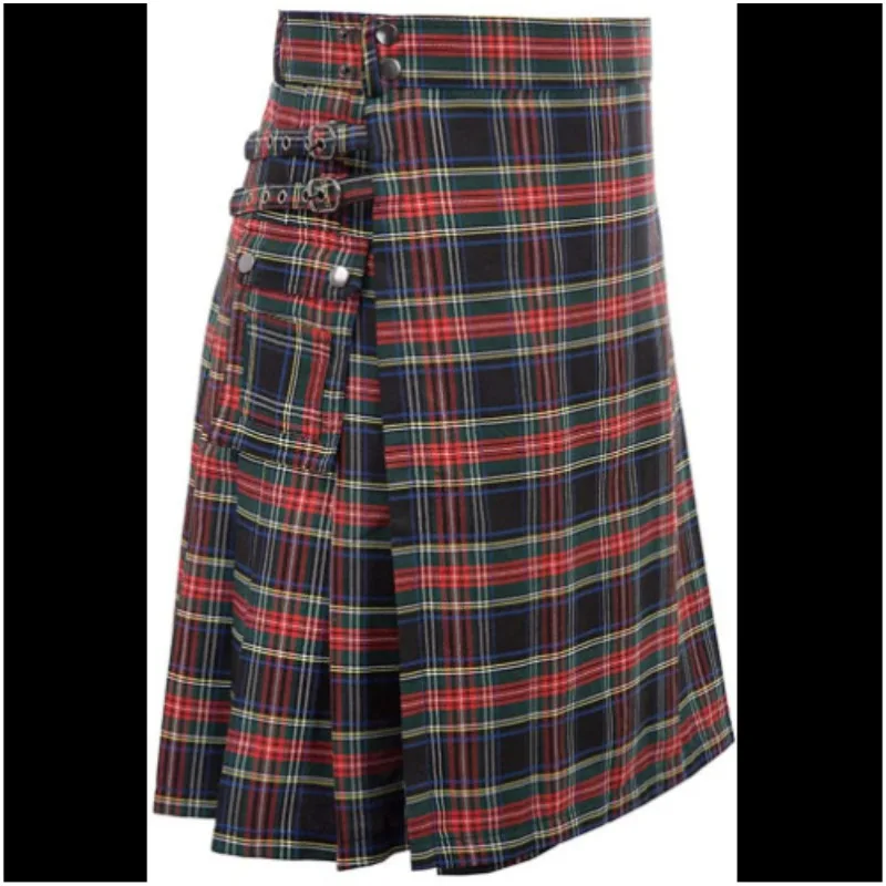 New Arrival Plaid Festival Skirt Men's Plaid Contrast Color Pockets Pleated Skirt Deadpool Halloween Girl Costume Cosplay Anime