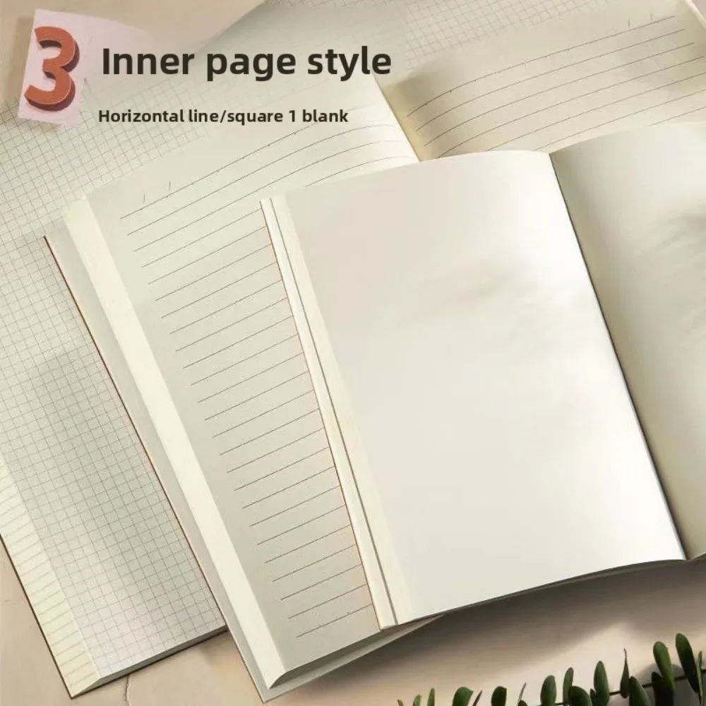 Neues Taschen-A6-Notizbuch, 256 Seiten, 128 Blatt Linie, leeres Raster, kleiner Notizblock, Kraftpapier-Einband, Innenseiten, Notizbuch