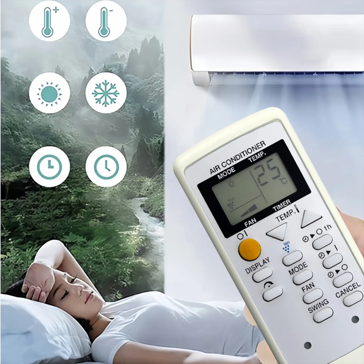 Remote Control Compatible with Sharp Air Conditioner CRMC-A729JBEZ AY-AP12FHR AY-AP7FHR AY-AP9FHR AE-A7FHR AE-A9FH