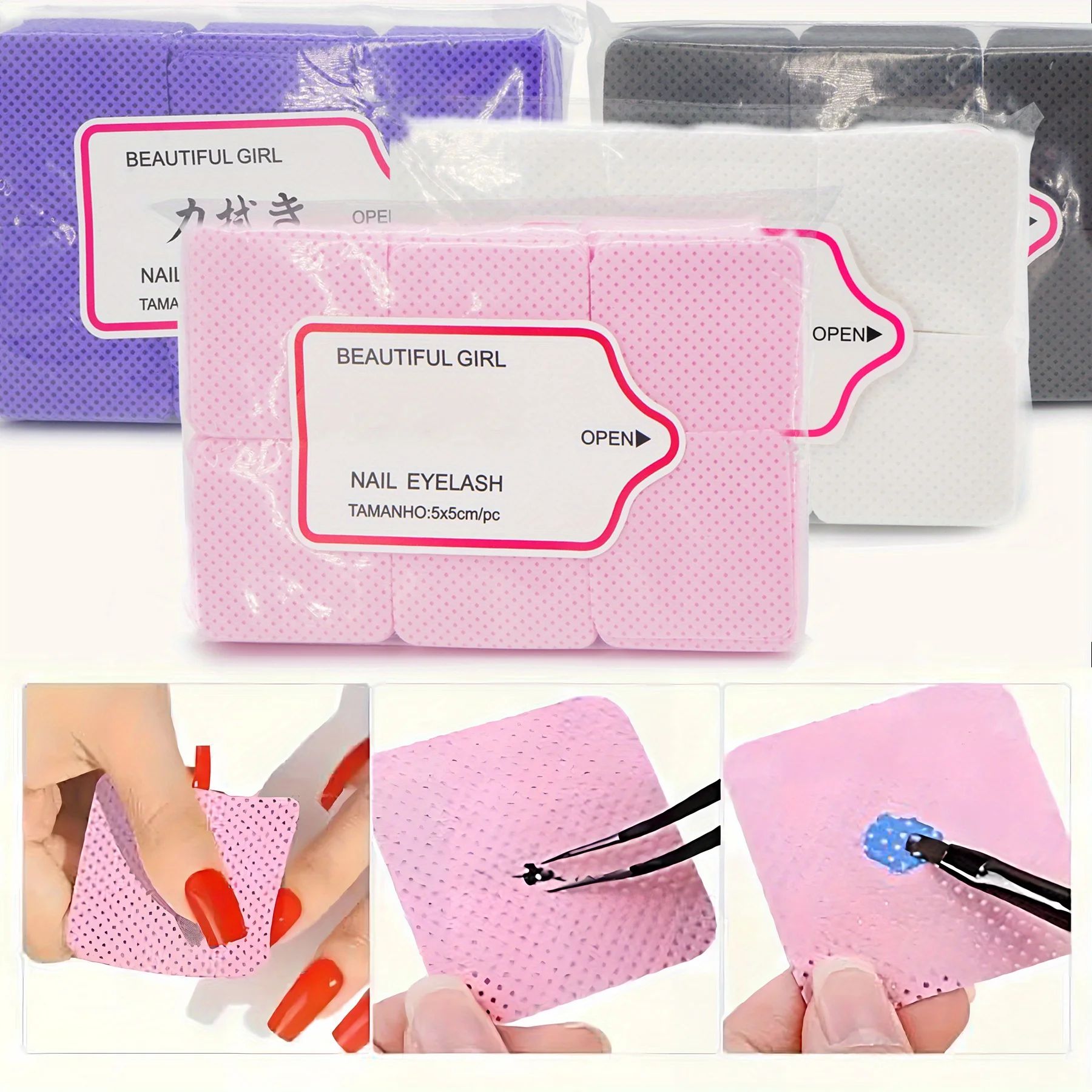 100-1080 قطعة خالية من الوبر مسمار مناديل مسمار الفن مزيل طلاء الأظافر رمش تمديد الغراء مناديل التنظيف ماصة لينة إزالة مانيكير