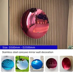 Stainless Steel Concave Mirror Wall Decoration, Sky Mirror Background, Pendant, Living Room, Bedroom, Villa Wall Decoration