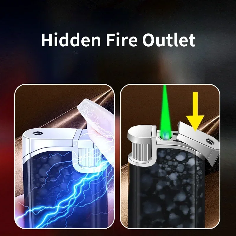 Creative Prank Lighter Windproof Jet Green Flame Hidden Fire Outlet Safe Current Funny Butane Gas Funk Lighters Smoking Gadgets