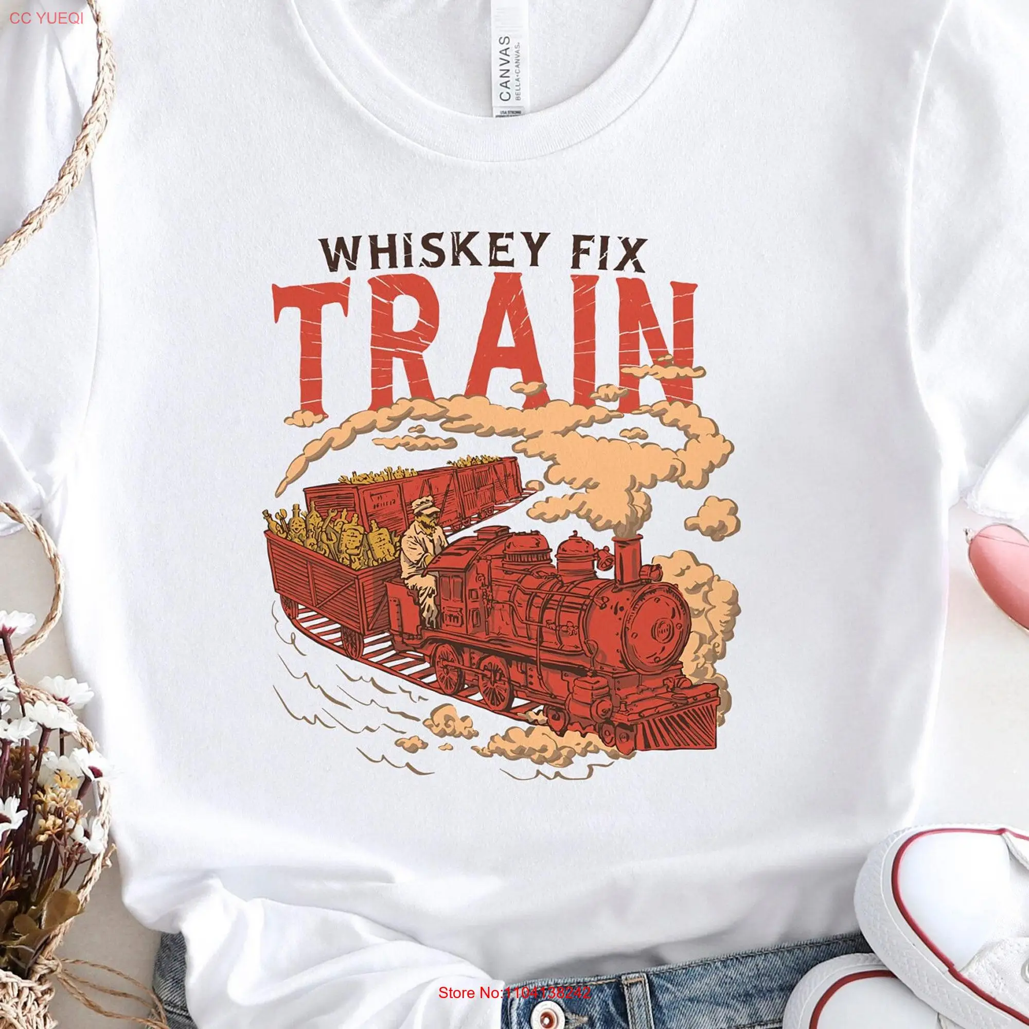 Whiskey Fix Train T Shirt Whisky For Lover Alcohol Father Christmas Present long or short sleeves