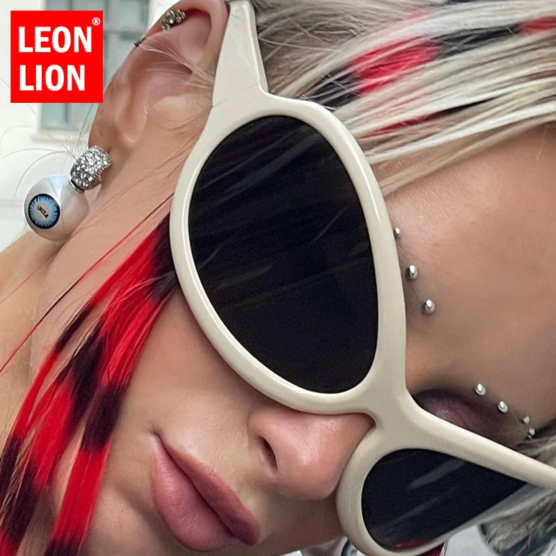 LeonLion Oversized Frame Sunglasses Women Large Frame Personality Punk Sun Glasses Hip Hop Round Oversized Gafas De Sol Mujer