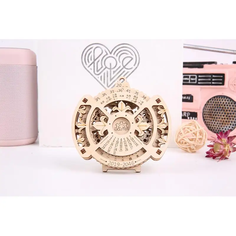 Houten mechanisch roterend model 3D driedimensionale puzzel Creatief geassembleerd eeuwigdurende kalenderornamenten Relatiegeschenken