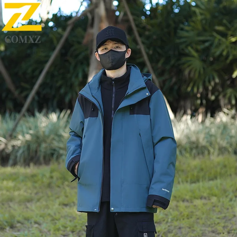 COMXZ Mens Thickened Jacket Snow Skiing Windproof Warm Parka High-quality Hooded Lightweight Cold Resistant Winter Outerwear #5