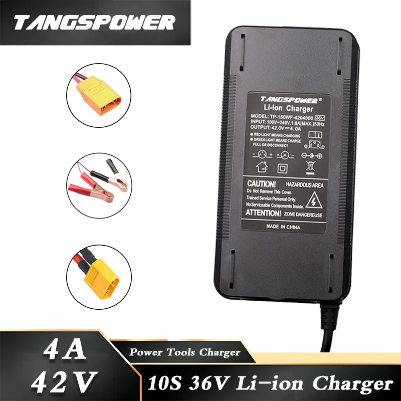 

42V 4A Lithium Battery Charger For 36V 10Series Li-ion Battery Pack Fast Charging XT60-XT90-CLIPS Connector With Cooling Fan