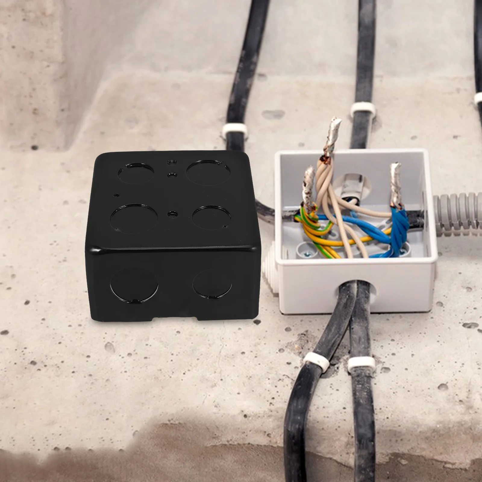 

Floor Outlet Electrical Box Black Round Durable Home Installation Waterproof Socket Cover Kit Electric Box