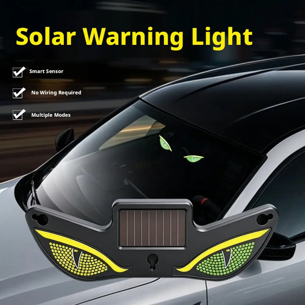 2026 Car Solar Devil Eye Warning Light Dynamic Expression LED Neon Lamp Rear Window Anti-Collision Exterior Decor