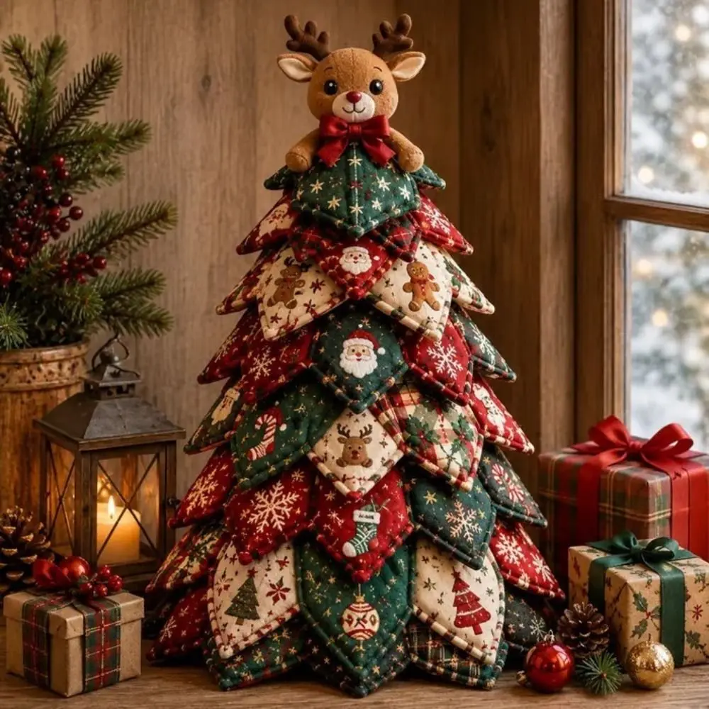 Floral Fabrics Christmas Tree Patchwork Set Material Pack Creative Design DIY Sewing Kit Home Decoration Hanging Kit