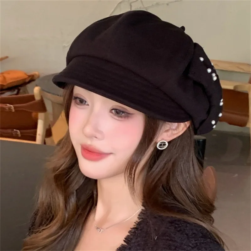 Retro octagonal hat for women, spring/autumn, all-match, face-slimming, large head, newsboy cap, fashionable beret