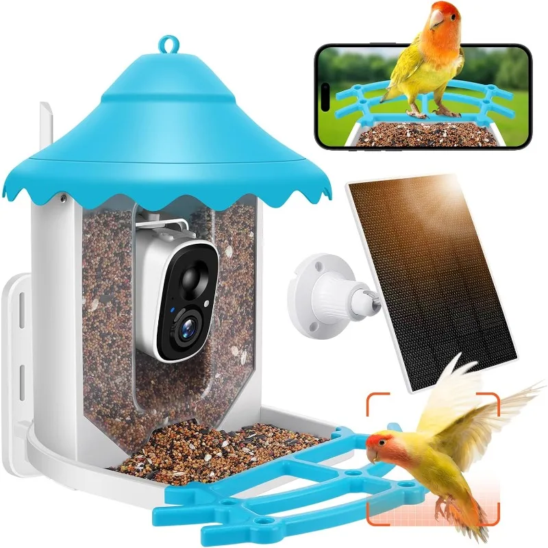 2K HD Smart Bird Feeder with Camera, Outdoor Wireless Bird Feeder Camera, Solar Powered, Artificial Intelligence