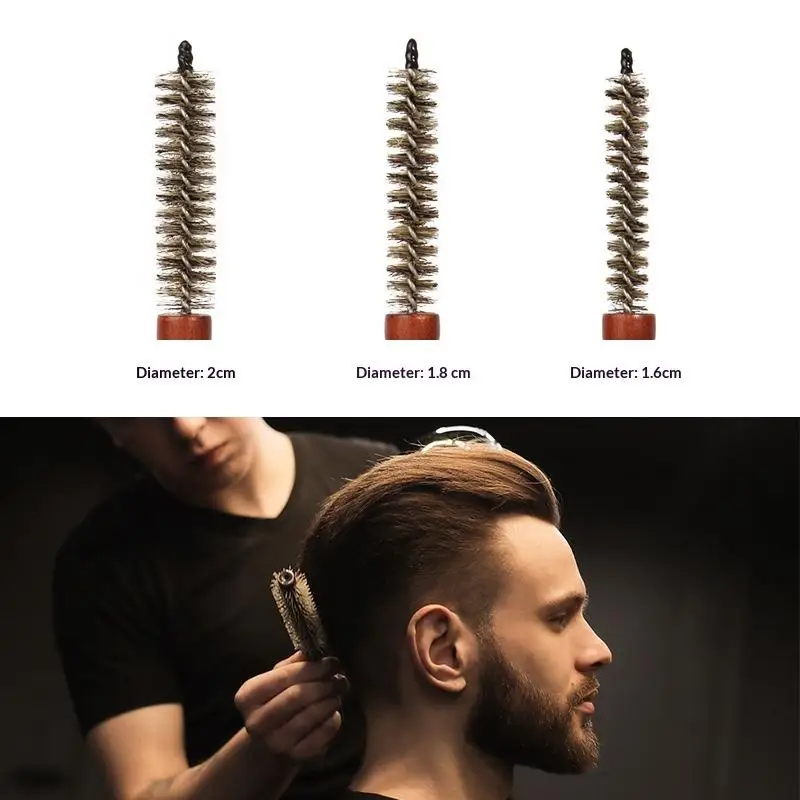 Mini Curling Comb Hair Salon Hairstyle Multi-functional Small Portable Round Wooden Roller Styling Beard Care Tool for All Hair