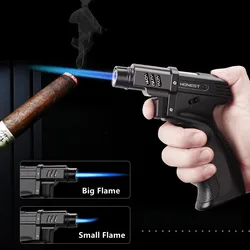 HONEST Metal Outdoor Windproof Butane Gas Lighter Turbine Torch Blue Flame Straight Shot Gun Cigar Lighter Kitchen BBQ Tools