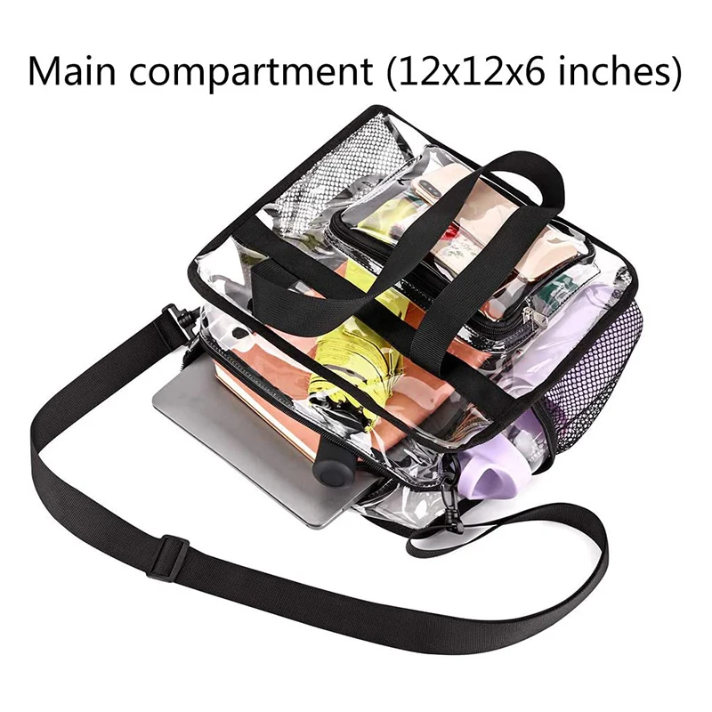 Clear Tote Bag with Zipper Closure Stadium Approved Transparent Waterproof Zippered Shoulder Bag for Men Women Shopping Beach Tr