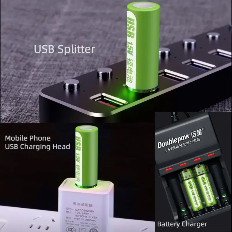 Doublepow 1800mWh Triple To USB Rechargeable Batteries 1.5V Triple AAA Batteries Fast Charging Lithium Battery for Electric Toy