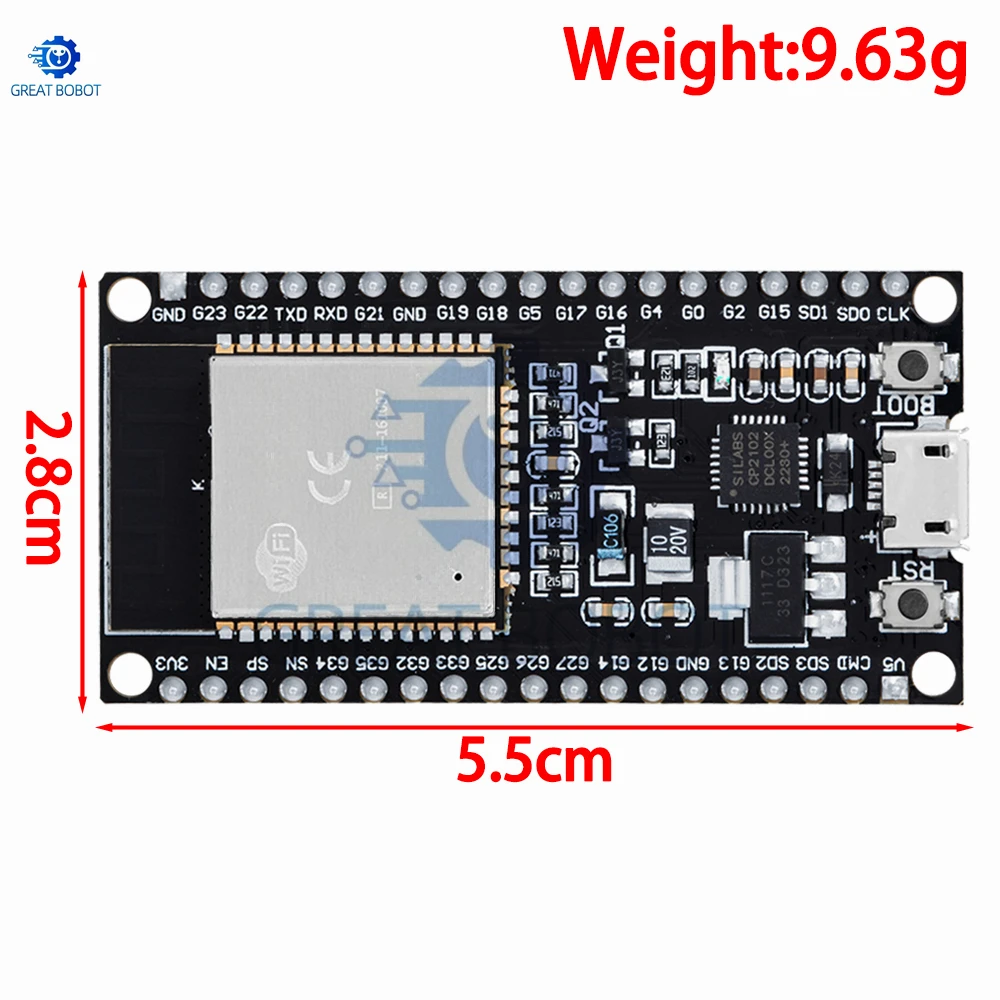 BS 1PCS ESP32 Development Board WiFi+Bluetooth Ultra-Low Power Consumption Dual Core ESP-32 ESP-32S ESP 32 Similar ESP8266