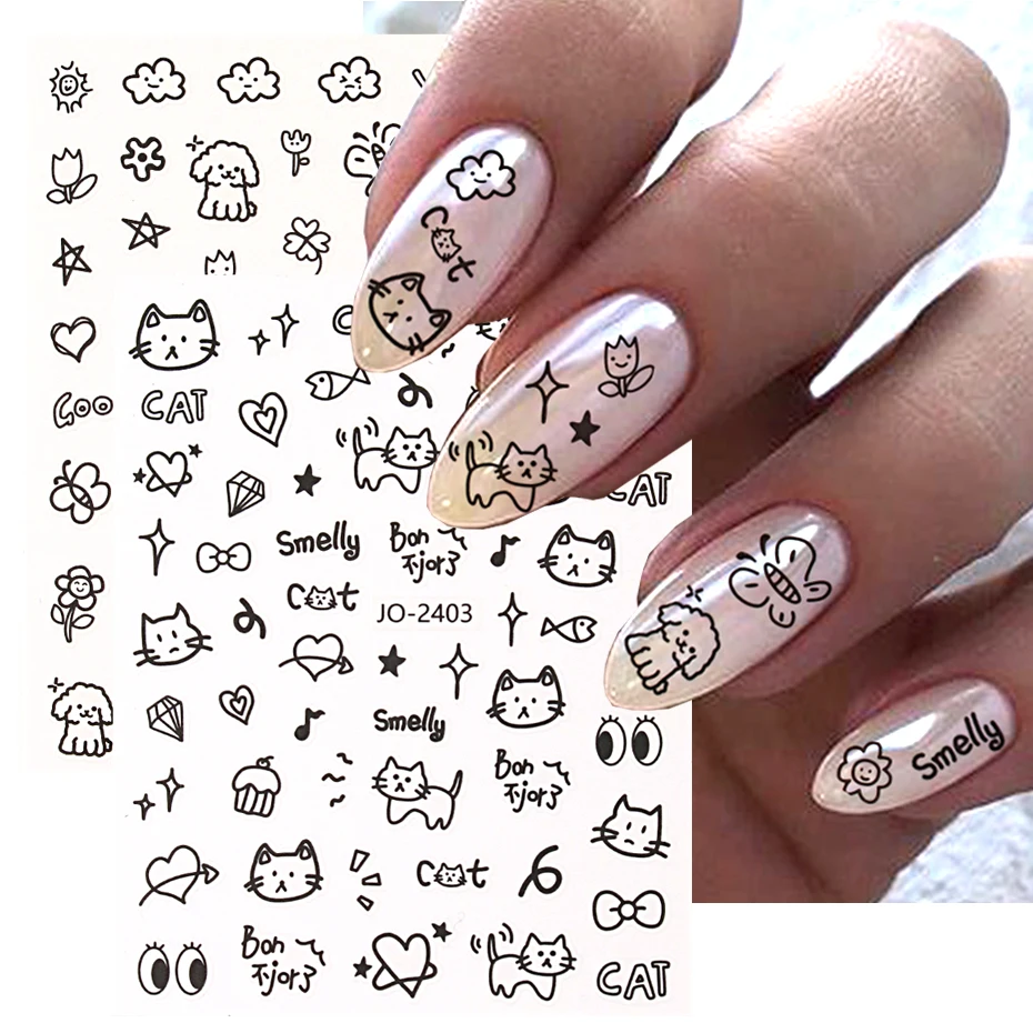 3D Cartoon süße Katze Nagel kindliche Aufkleber Kawaii Welpen Hund Graffiti Tiere Serie neue Nail Art Tattoo Design Maniküre Aufkleber