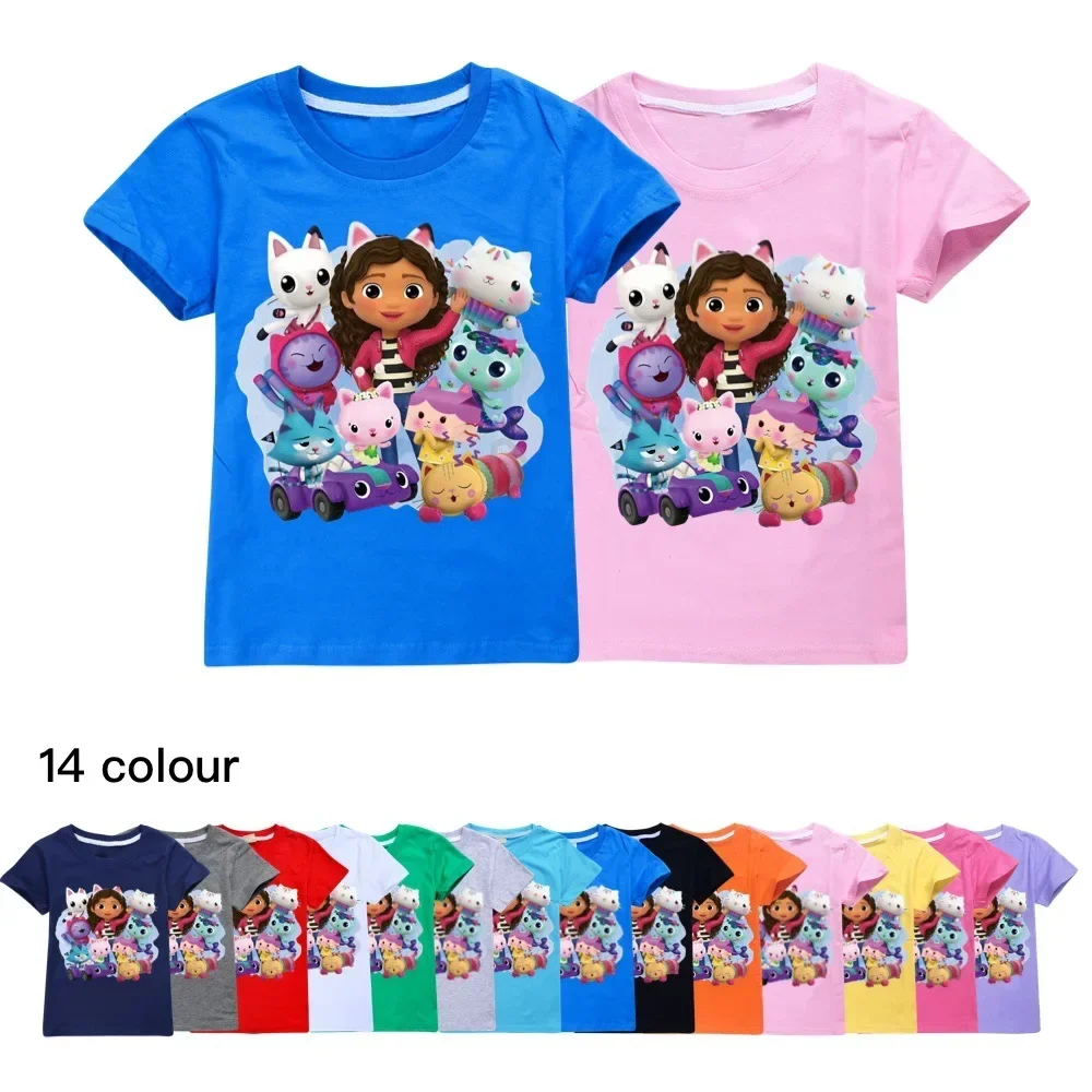 

Kids T-shirt T New Cute Cotton Cats Tees Clothes Summer Gabbys DollHouse Baby Boys oddler Girls Short Sleeve Tops 2~16Y