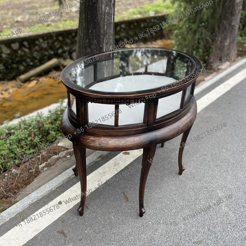

Vintage Style Oval Display Cabinet Retro Showcase for Fine Jewelry Glass Cabinet