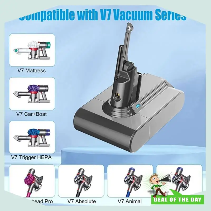 24-часовая доставка, сменный адаптер батареи V7 + 2X предварительный фильтр + щетка 21,6 В темно-серый пластик для Dyson V7 Animal/Extra/Absolute/Trigge