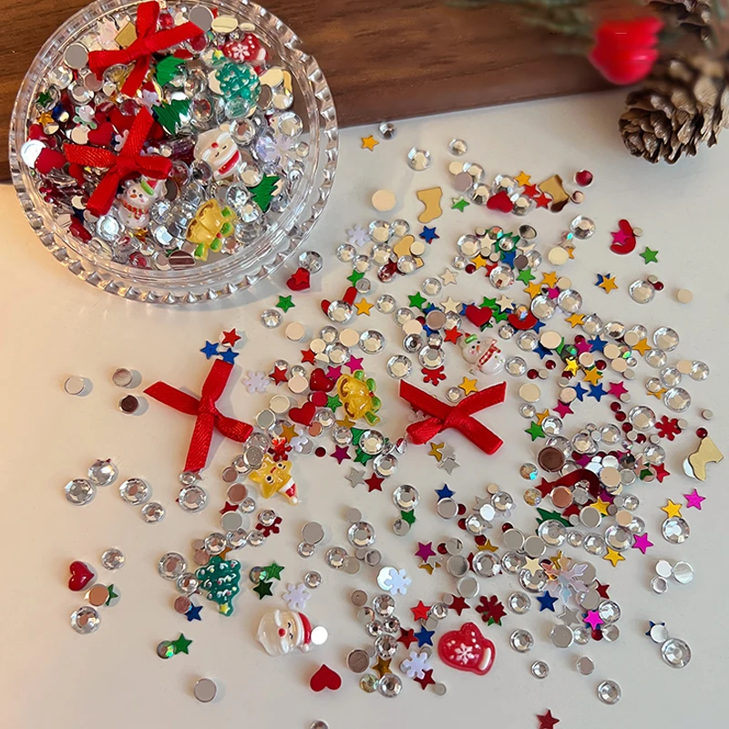 3D Kerst Strass Gezicht Ornamenten Ogen Gezicht Kerstboom Kerstman Kristal Gem Festival Party Diamant Make-up Decoratie