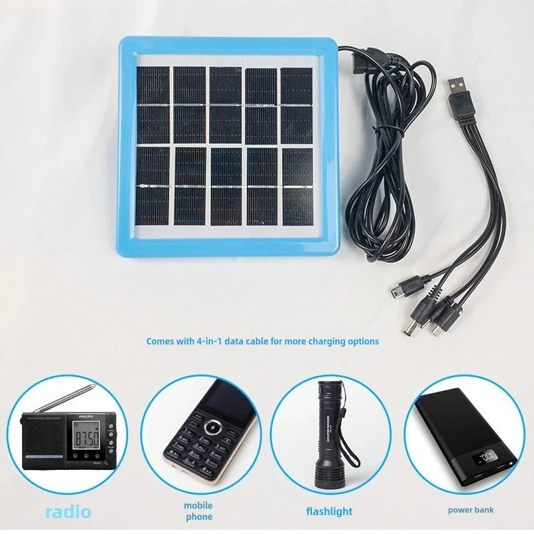 5.3V 6V 7V 8V Portable Stable Voltage Outdoor Solar Panel Emergency Small Solar Panel Charging Cable Can Charge Mobile Phones