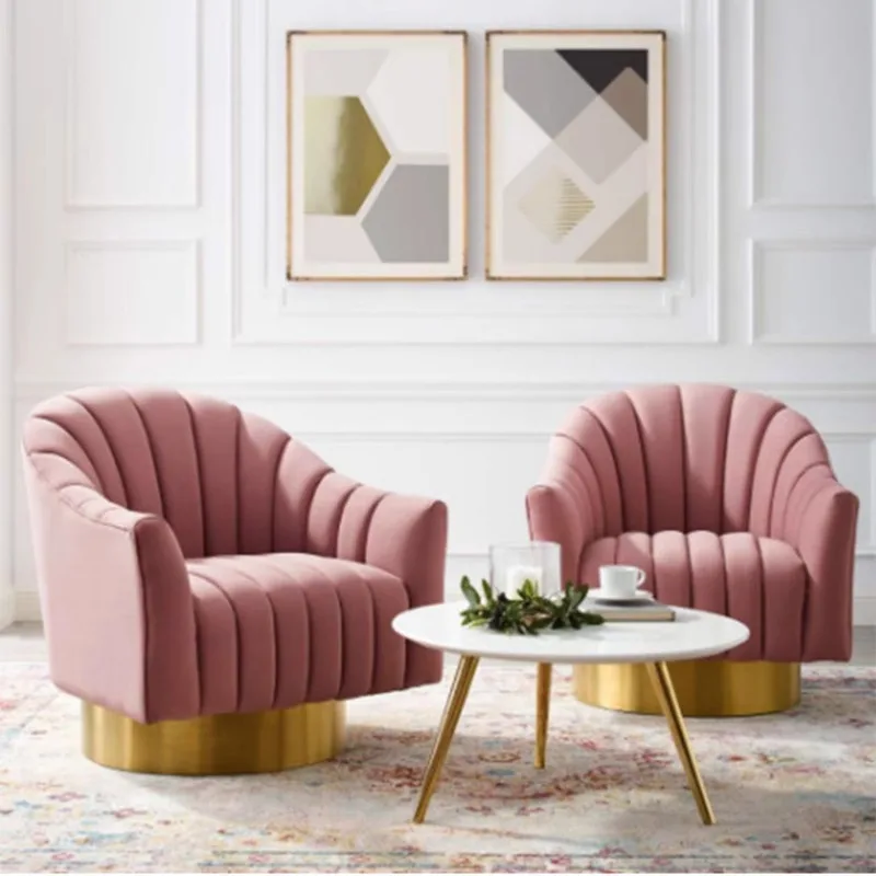 Light Luxury Single Sofa Chair Hotel Lobby Room Bedroom Living Room Model Room Lamb Fleece Sofa Chair