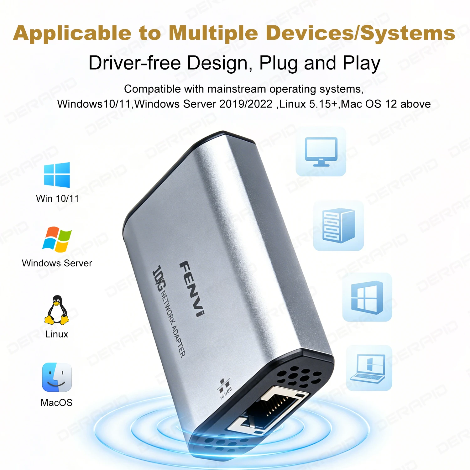Immagine 7: Adattatore Ethernet USB 10GbE con chip RTL8159, USB3.2 Gen2x2 Type C a RJ45, scheda di rete esterna 10G senza driver per gaming e streaming