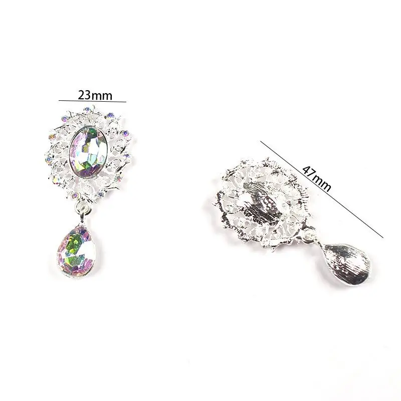 5Pcs Water Droplets Brooch Accessories Garment Decorative Sparkling Crystal Sewing Button Alloy Rhinestone Pendant
