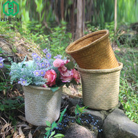 23X23CM Wicker Storage Basket Seagrass Flower Pot Handmade Garden Planter Organizer Nursery Pot Laundry Home Storage Bag