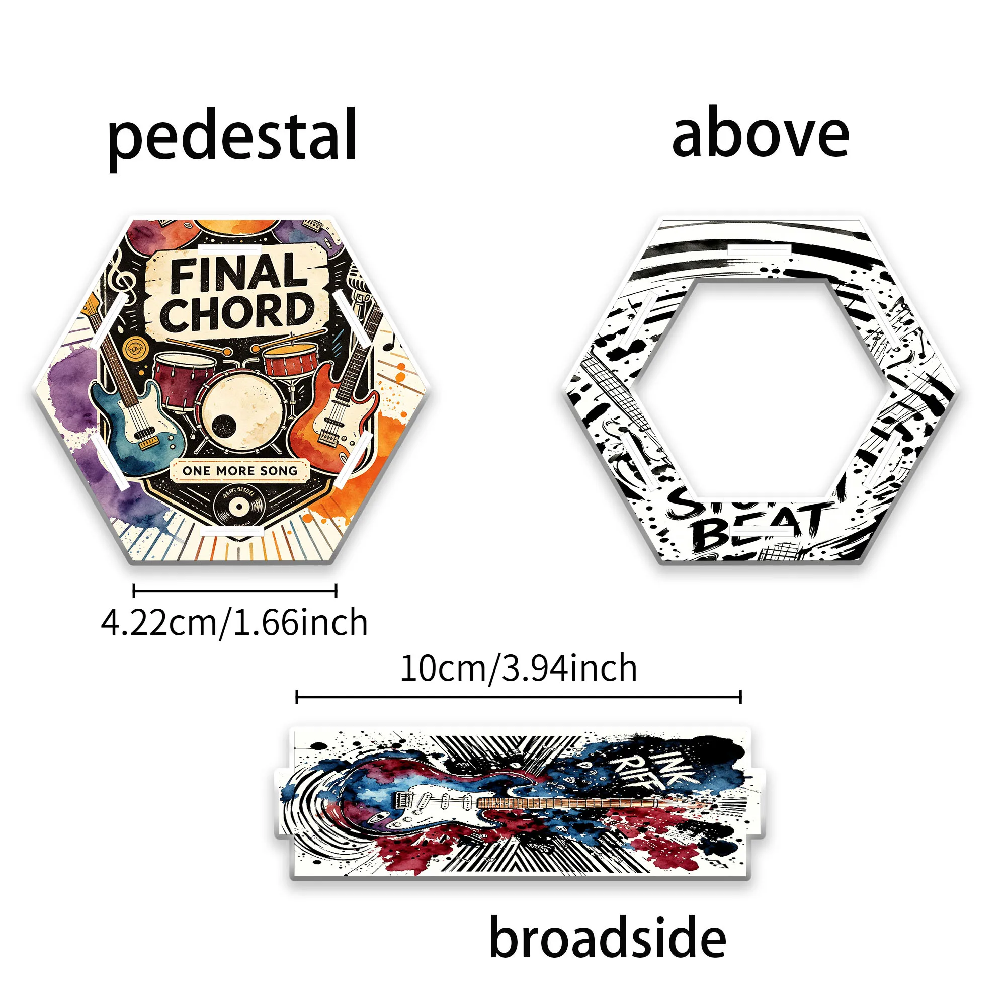 1pc Music Instrument Guitar Theme Hexagonal Pen Holder - Gift for Others, Campus Reward Item