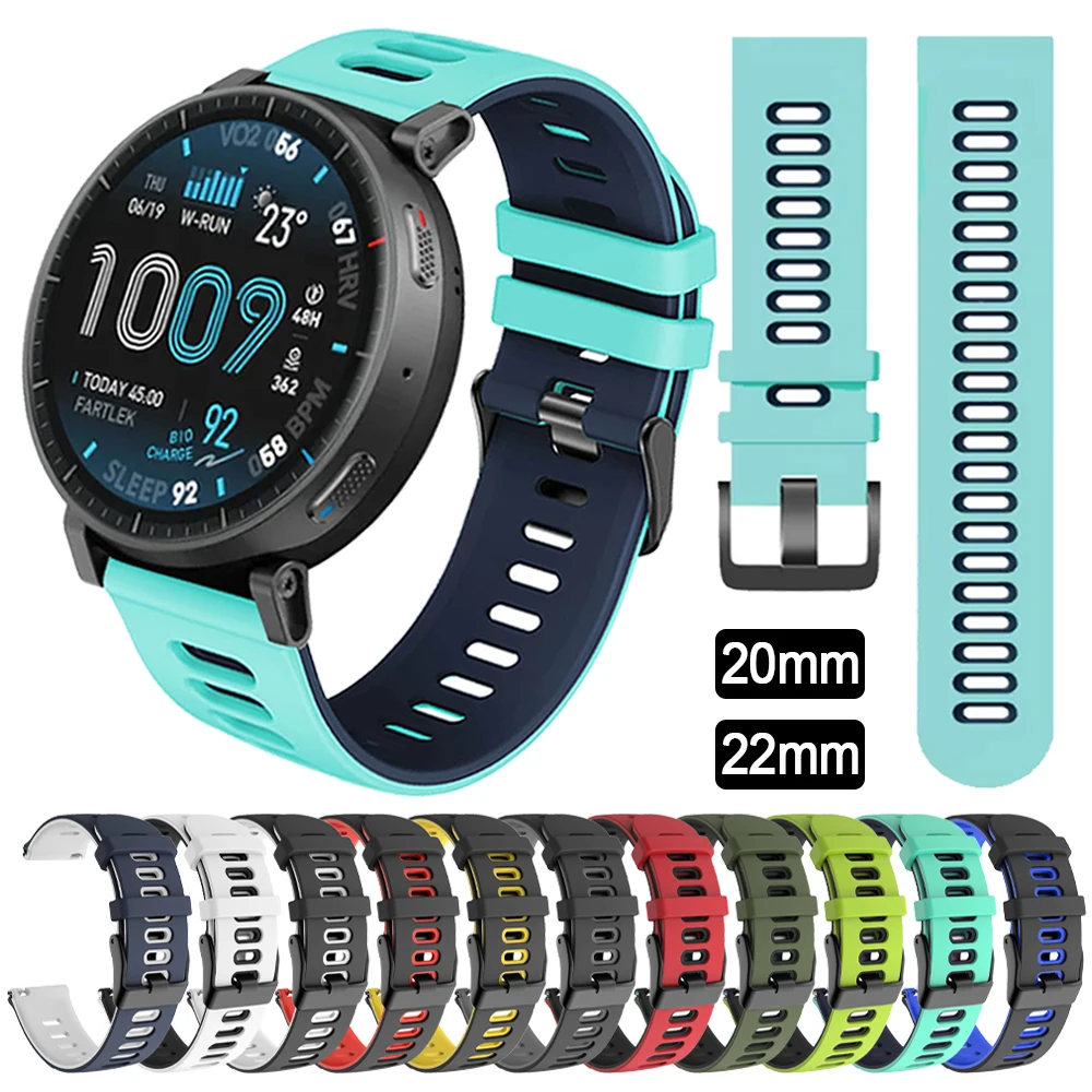 Sport Silicone Strap For Amazfit Active Max 3 2/BIP Max 6 Watch Band BALANCE 2 3 Cheetah 2 Ultra GTR/GTS 20mm 22mm Bracelet Belt