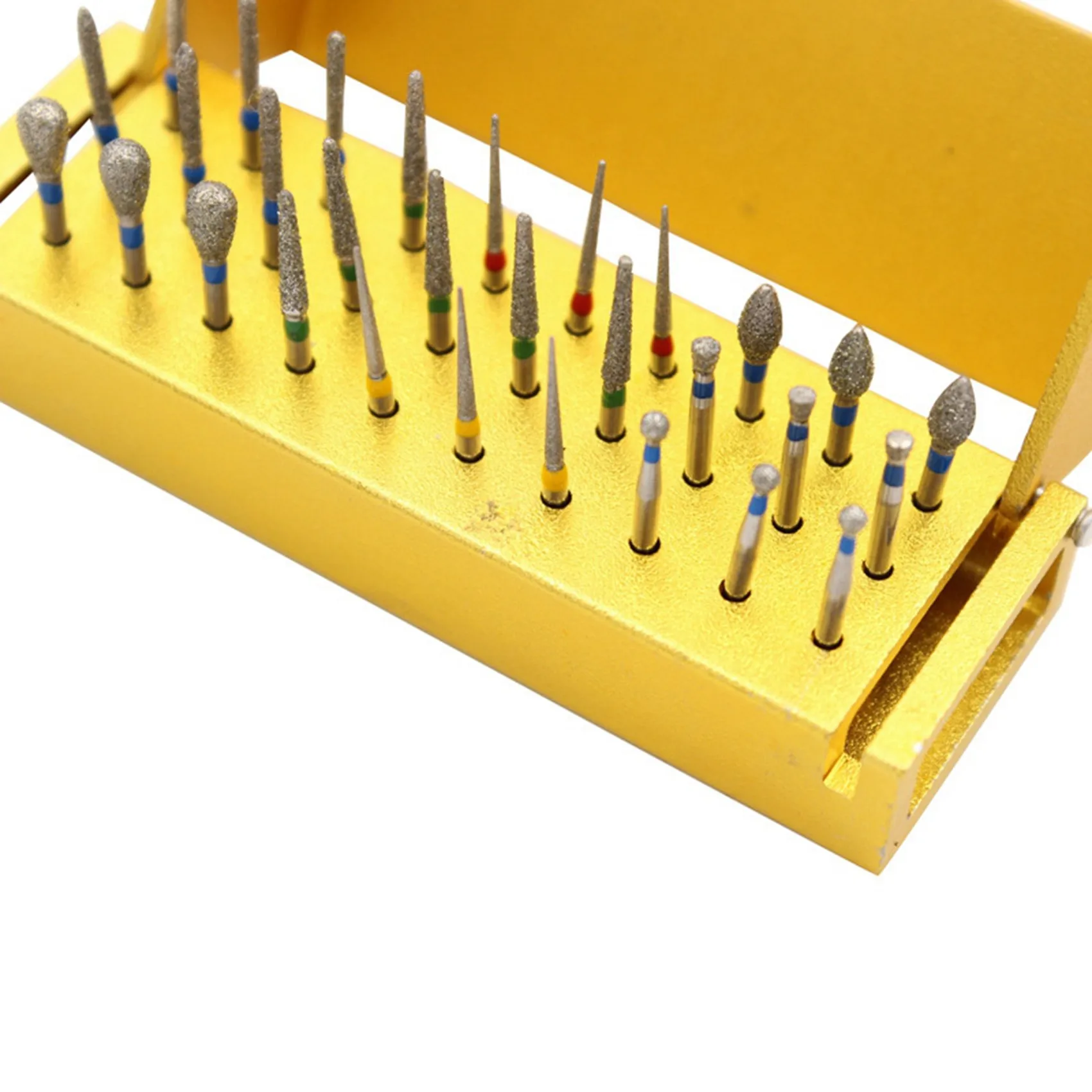 Abyo 300 pçs/set brocas de diamante + bloco suporte peça mão alta velocidade instrumento alumínio para clareamento dos dentes