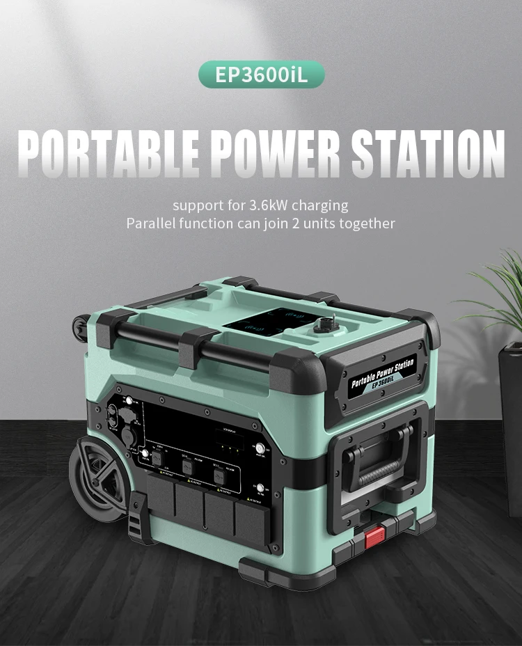 Centrale elettrica portatile Lifepo4 da 3600 W per campeggio e uso esterno Carie pannelli solari e banca