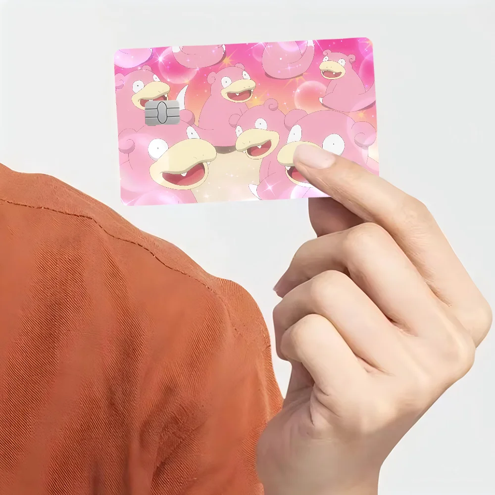 ملصقات البوكيمون Slowpoke اللطيفة، غطاء جلدي لفيلم الرسوم المتحركة لبطاقة الائتمان وبطاقة الخصم البنك الأمامية