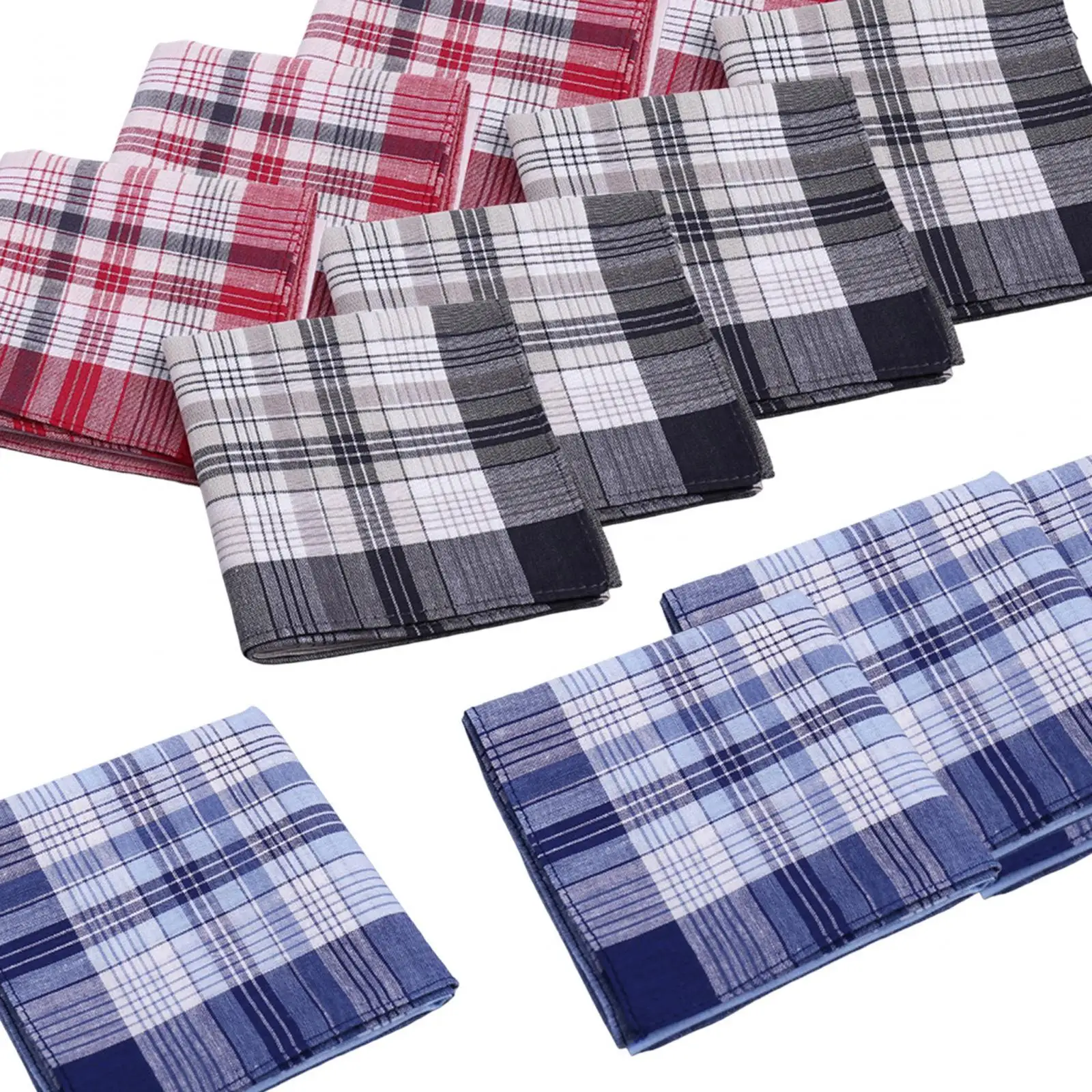 Men Cotton Pocket Square Hankies Vintage Plaid Handkerchiefs Gift for Groom Father Grandpa Suit Wedding Party Decoration