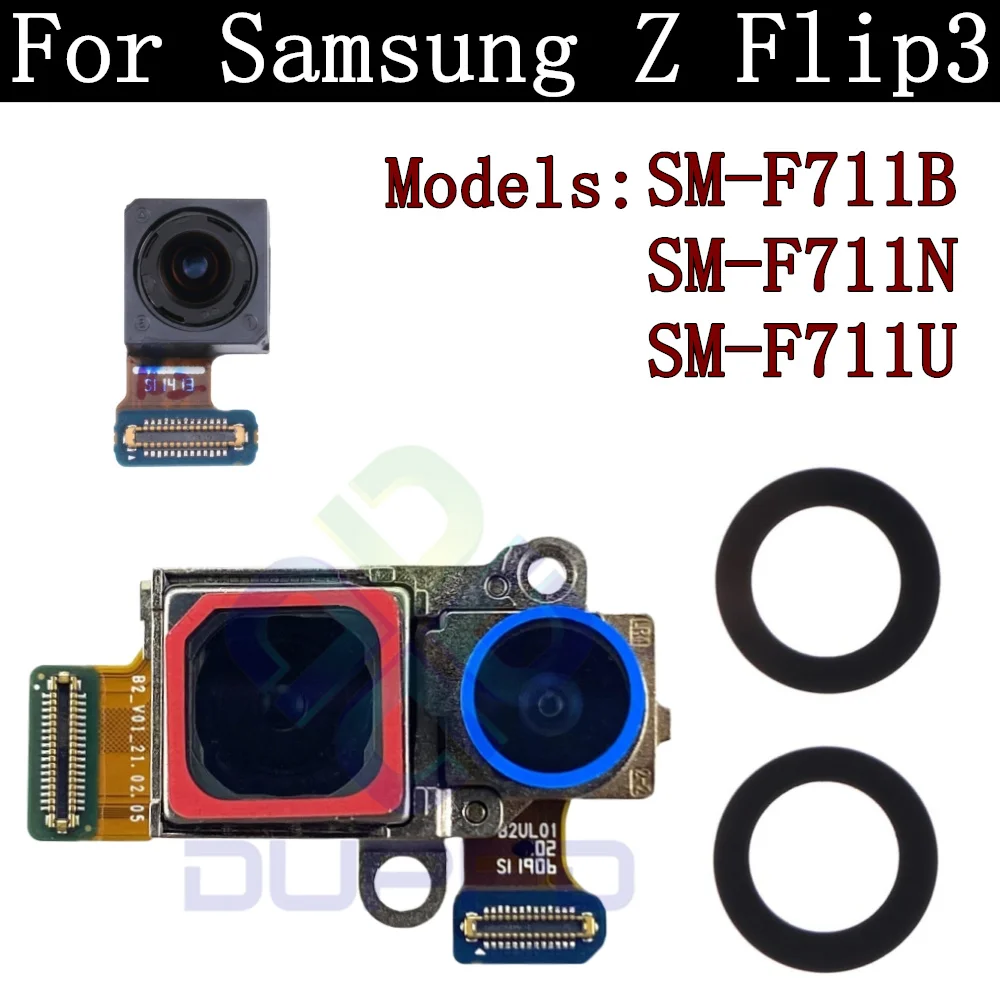 Rear Camera Flex Cable For Samsung Galaxy Z Flip3 5G F711 Flip 3  Front Selfie Facing Main Back Camera Glass Lens Parts