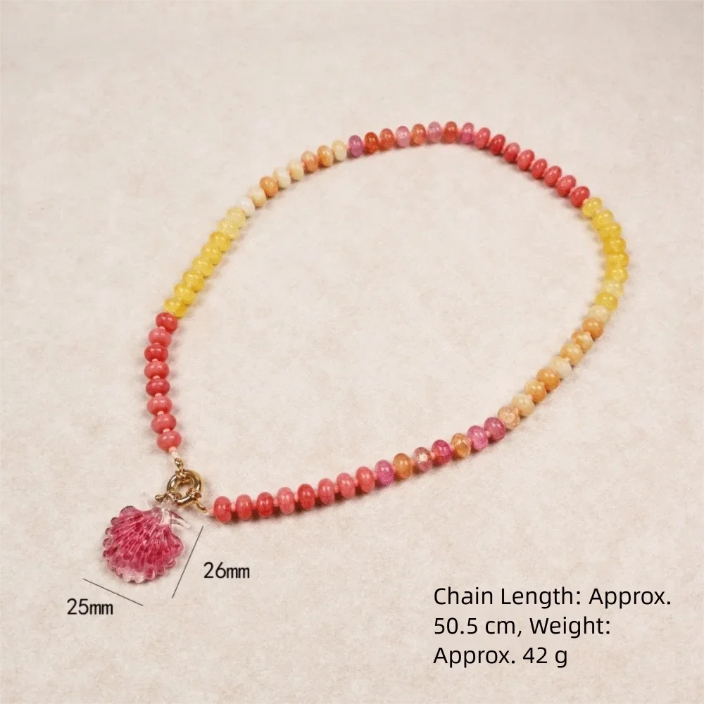 الملونة قوس قزح مطرز قلادة المحيط نمط البوهيمي زهرة قلادة قلادة الفولاذ المقاوم للصدأ مشبك الاكريليك المختنق قلادة #5