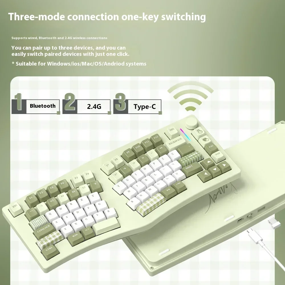 FEKER Alice75 Mechanical Keyboard Aluminum Alloy Multi-function Knob Bluetooth E-Sports Gaming Keyboard RGB Computer Accessories