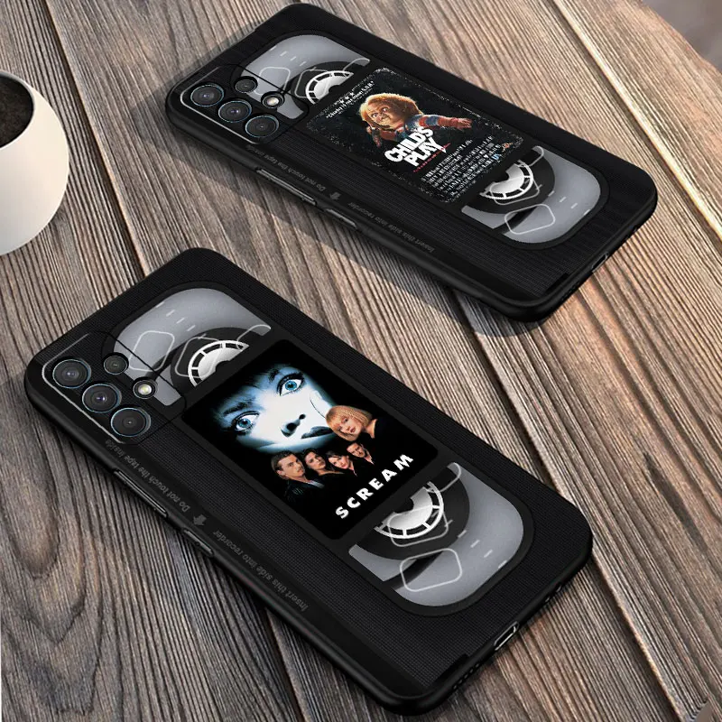 Black Case for Samsung Galaxy A52 A73 5G A33 A12 A53 A22 A13 4G A24 A14 A23 A54 A70 Soft Phone Cover Horror Movie Video