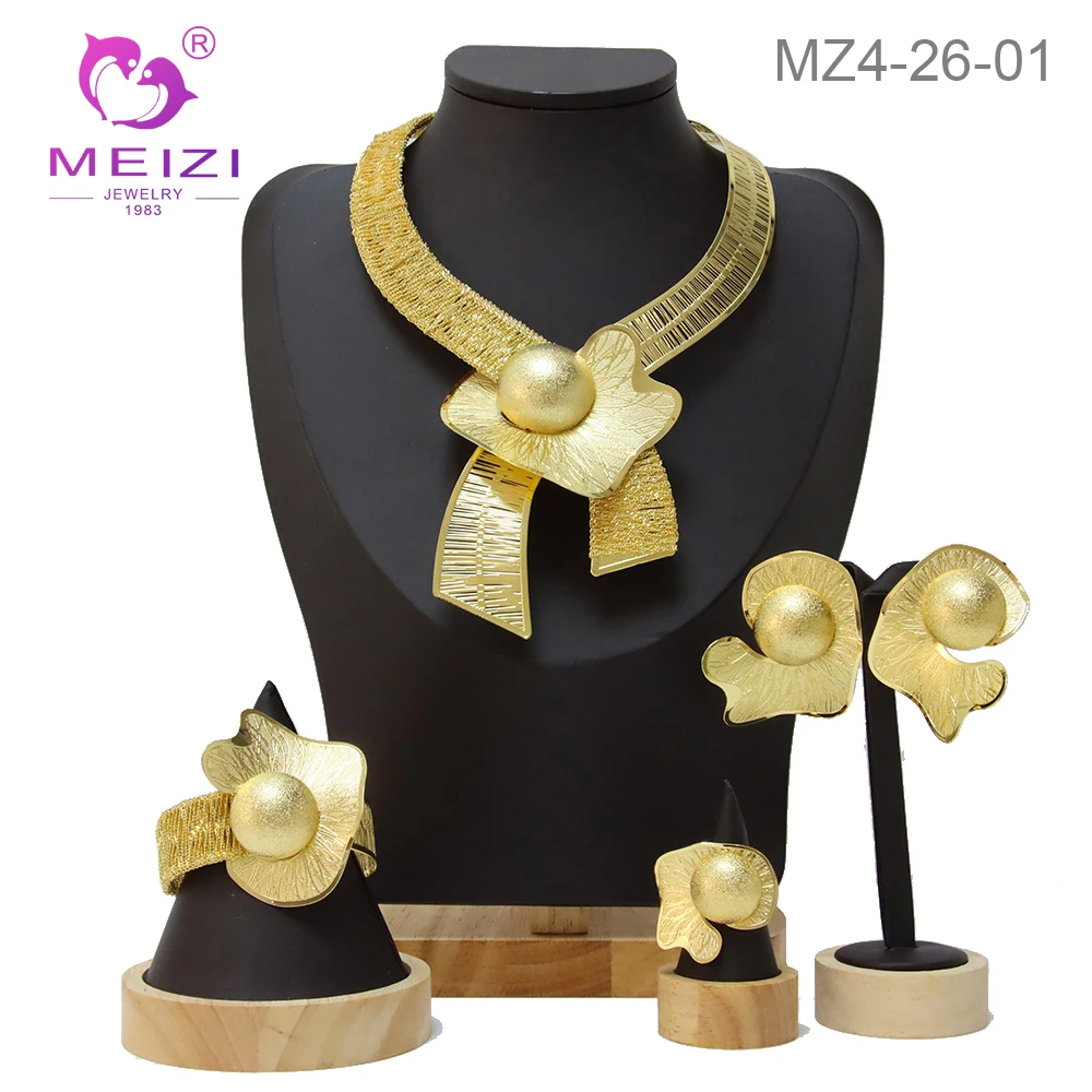 

MEIZI Jewelry Dubai Jewelry Gift Elegant Irregular Shape Pendant Necklace African Bridal Wedding Bracelet Earrings Ring