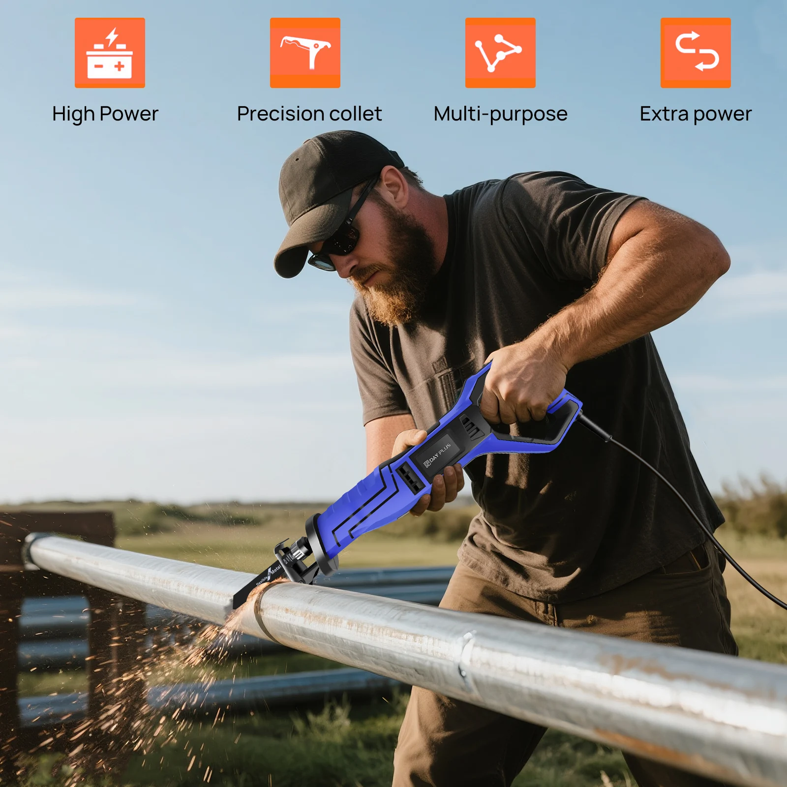 منشار كهربائي ترددي منشار قطع معدني من الخشب أداة قطع متغيرة السرعة مع أداة تغيير شفرة أقل و5 شفرات منشار