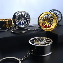 Hot Key Chain High Quality Durable Personality Unique Creative Car Modified Calipers Brake Disc Wheel Tire Metal Tire Key Chain