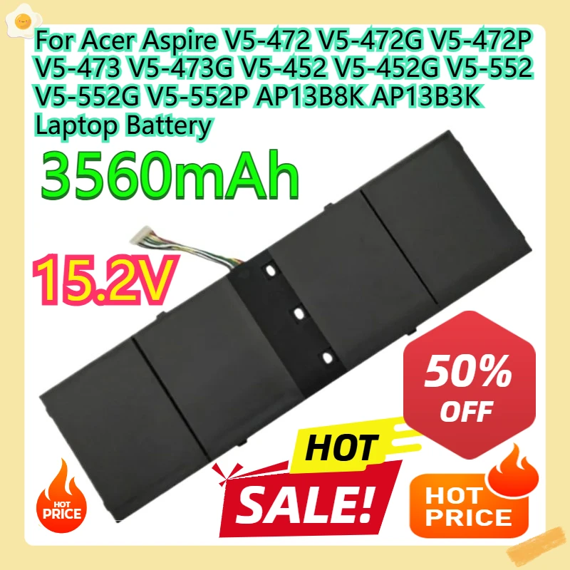 

For Acer Aspire V5-472 V5-472G V5-472P V5-473 V5-473G V5-452 V5-452G V5-552 V5-552G V5-552P AP13B8K AP13B3K Laptop Battery