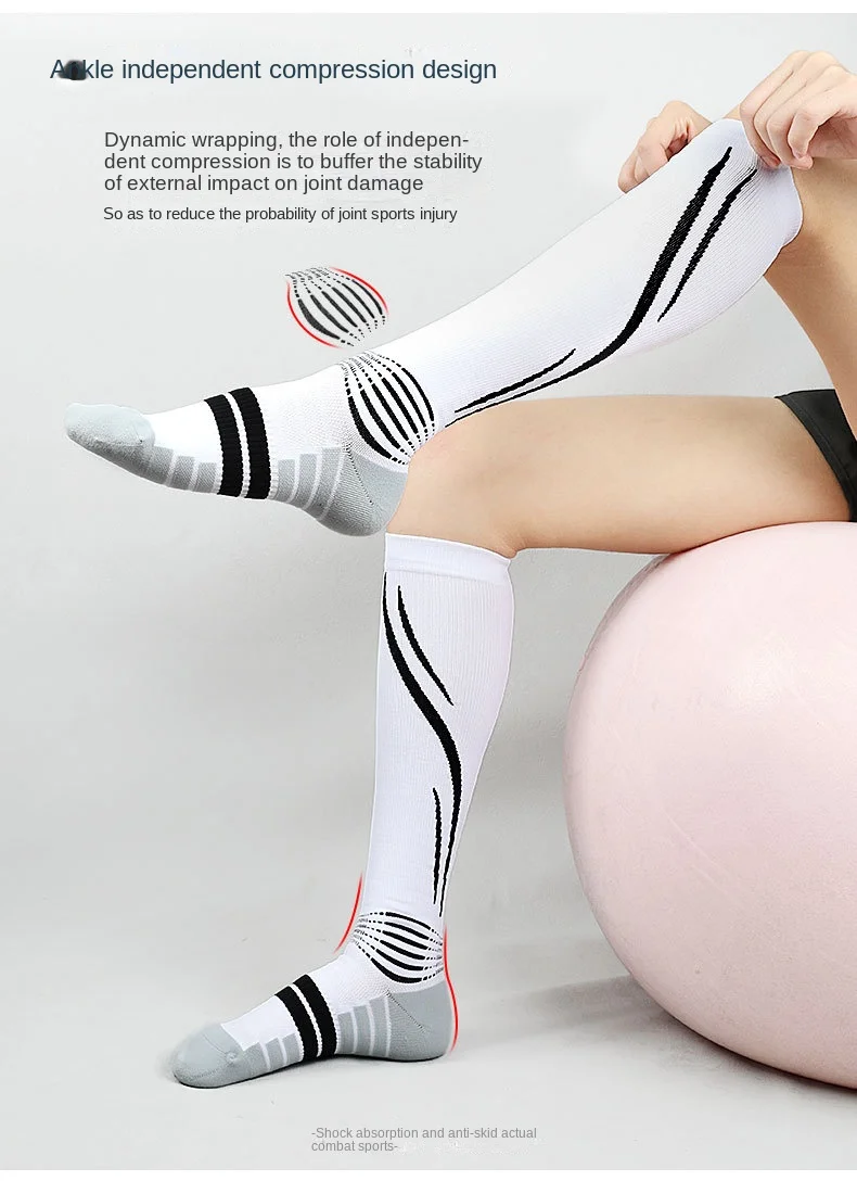 

Sock Leisure Athletic Sports Crew Dress New Pressure Comfortable Compression Socks Elastic Long Stockings Loops Soles B2W7