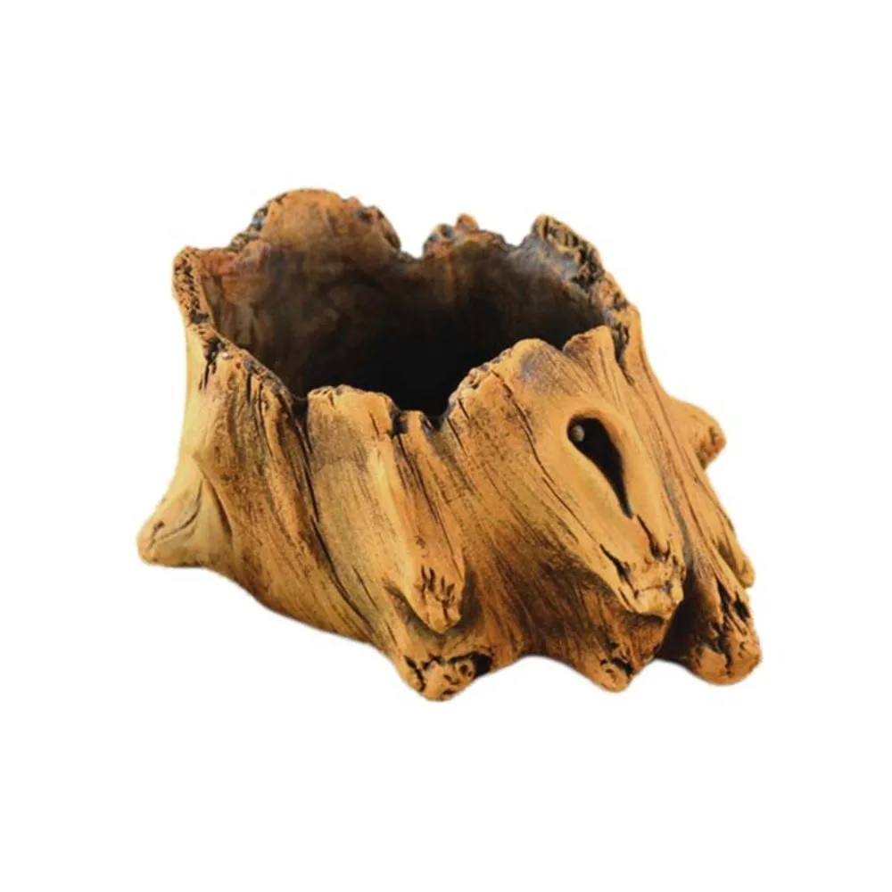 Rustic Stump Log Imitation Wooden Flower Pot Irregular Tree Stump Shape Wood Grain Imitation Wood Flowerpot Home Decoration