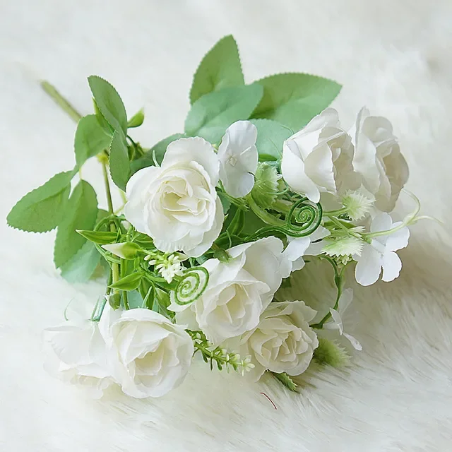 

Artificial Flowers, Faux Flowers, Fake Silk Roses for Wedding, Home, Party Decoration, Small Artificial Rose Bouquet, Faux Flowe