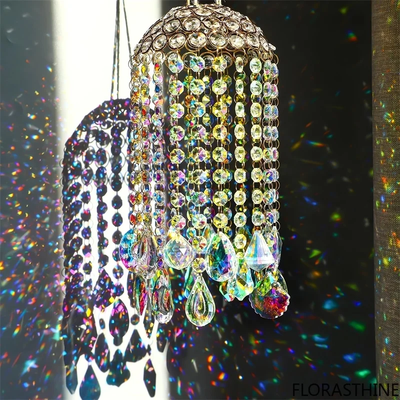 Crystal Suncatcher Prism Wind Chime Hanging Light Catcher for Home Window Centerpiece Decor for Mom Mothers Day Gift Elegant
